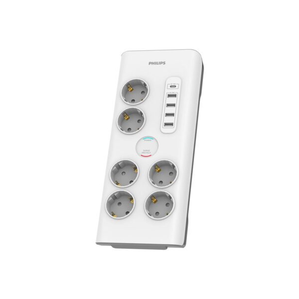 444880_oryg Anti-surge power strip PHILIPS extension cord 6 Schuko sockets + 6xUSB-A + 1xUSB-C 2m 16A white