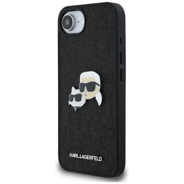 444927_oryg Karl Lagerfeld HC Fixed Glitter K&C Heads Logo Metal Pin case for iPhone 16e Black