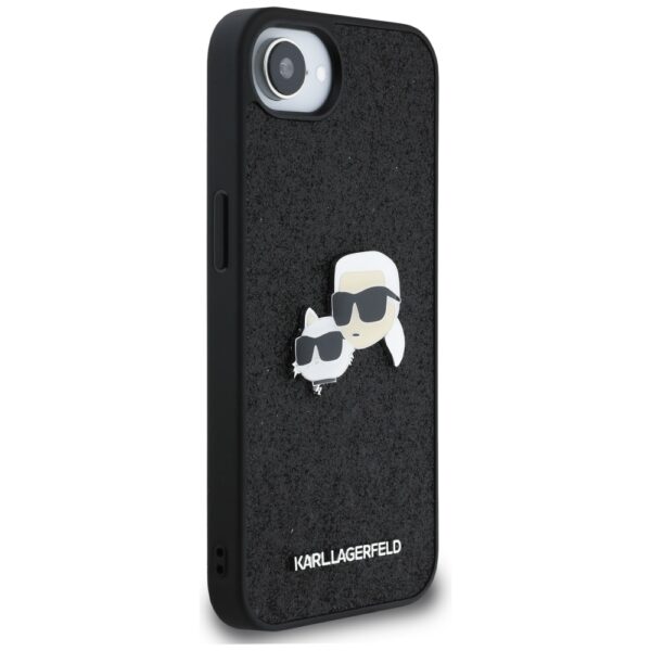 444929_oryg Karl Lagerfeld HC Fixed Glitter K&C Heads Logo Metal Pin case for iPhone 16e Black