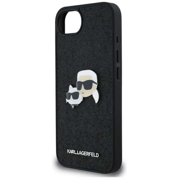 444931_oryg Karl Lagerfeld HC Fixed Glitter K&C Heads Logo Metal Pin case for iPhone 16e Black
