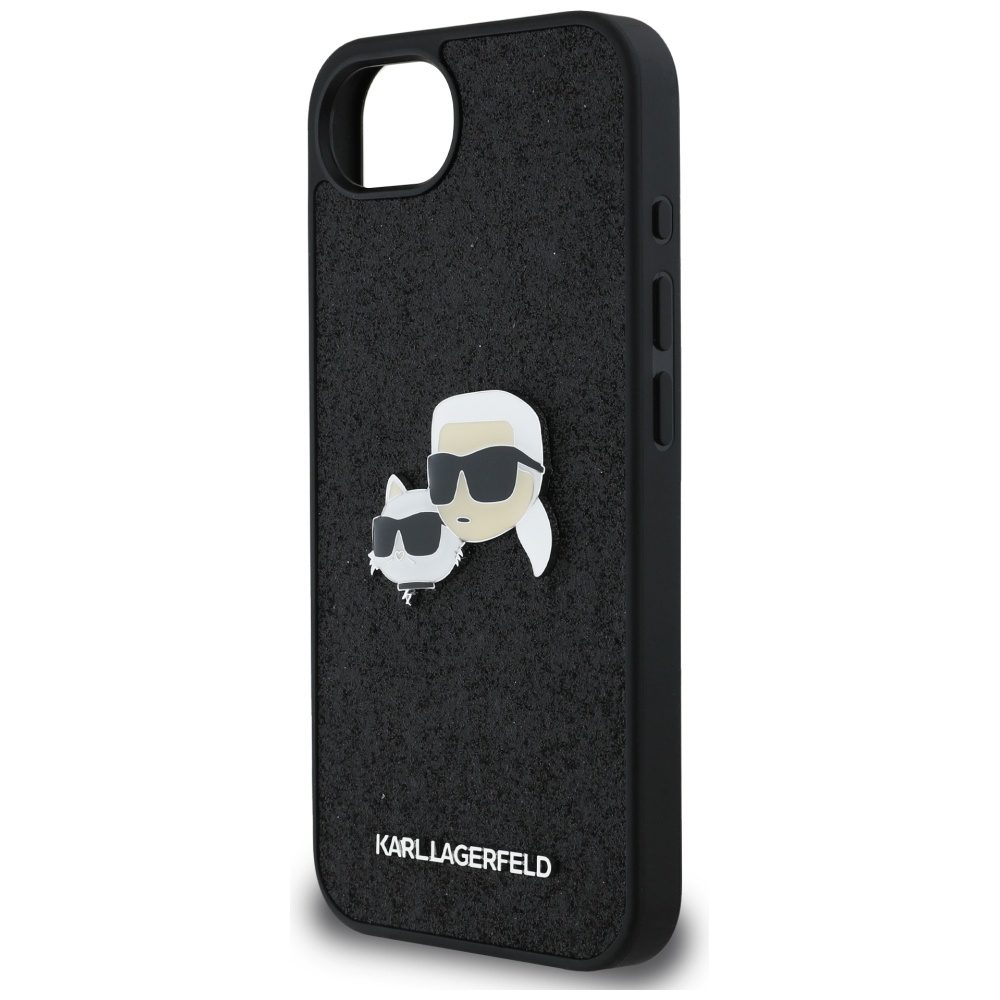 444931_oryg Karl Lagerfeld HC Fixed Glitter K&C Heads Logo Metal Pin case for iPhone 16e Black