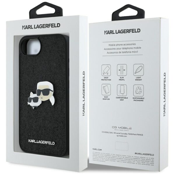 444933_oryg Karl Lagerfeld HC Fixed Glitter K&C Heads Logo Metal Pin case for iPhone 16e Black