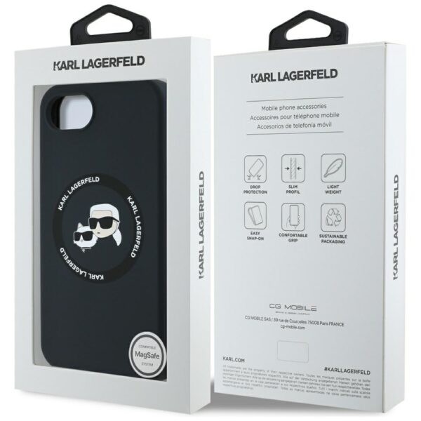 Karl Lagerfeld HC MagSafe Silicone Double Heads case for iPhone 16e Black