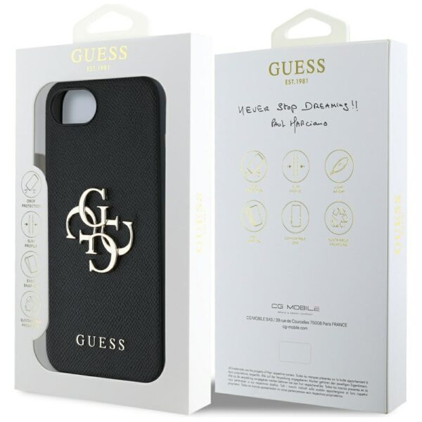 Guess HC PU Grained Big 4G and Classic Logo case for iPhone 16e Black