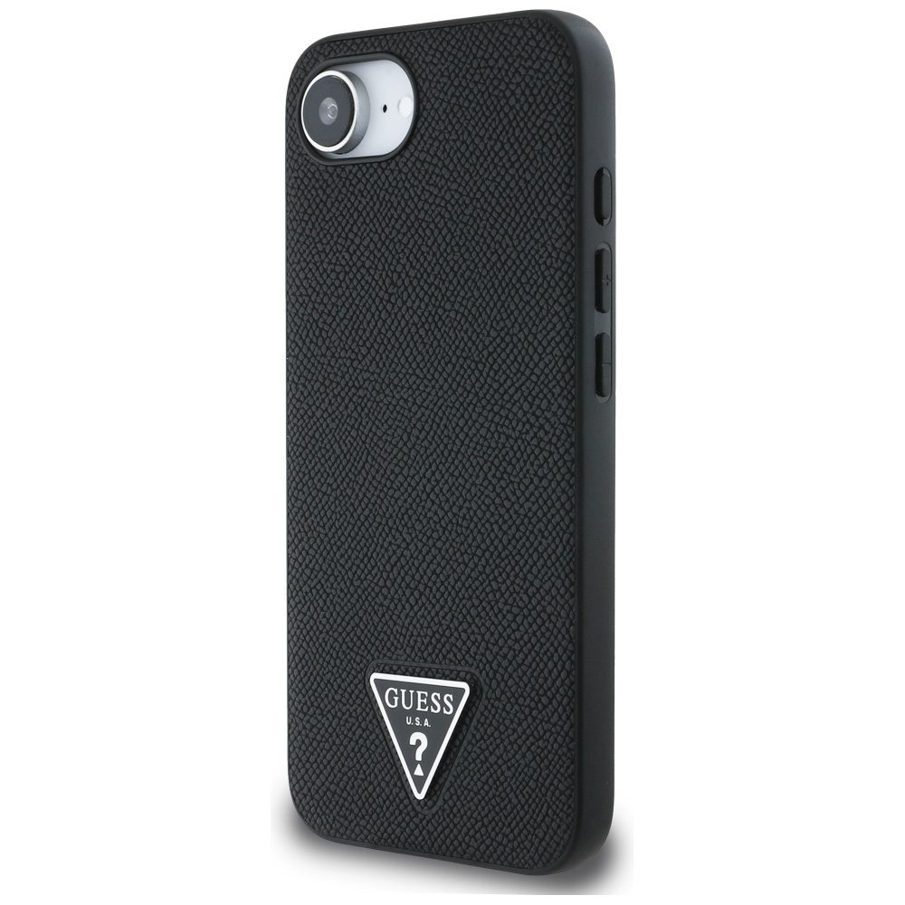 444980_oryg Guess HC MagSafe Grained PU Triangle Logo Case for iPhone 16e Black