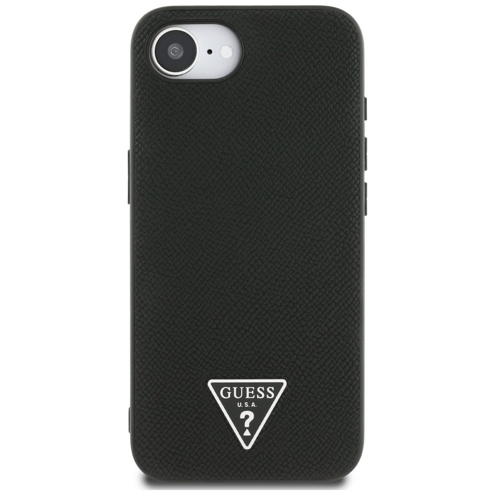 444981_oryg Guess HC MagSafe Grained PU Triangle Logo Case for iPhone 16e Black