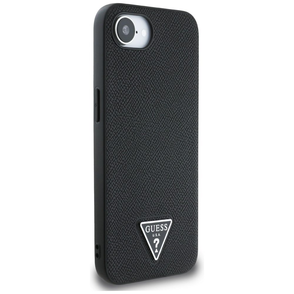 444982_oryg Guess HC MagSafe Grained PU Triangle Logo Case for iPhone 16e Black