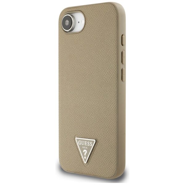 444988_oryg Guess HC MagSafe Grained PU Triangle Logo case for iPhone 16e Brown