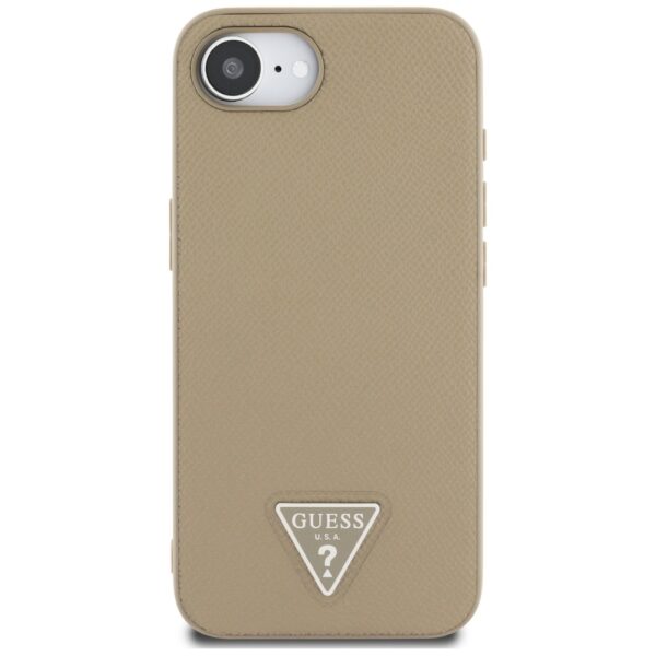 444989_oryg Guess HC MagSafe Grained PU Triangle Logo case for iPhone 16e Brown