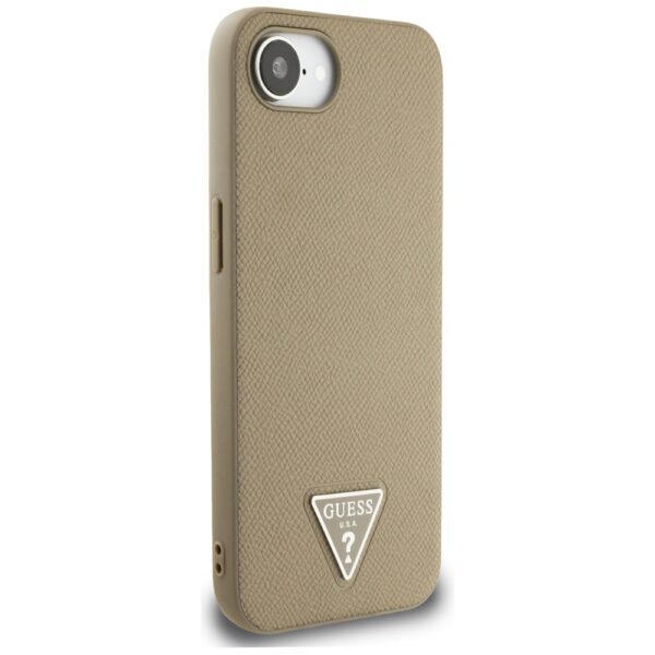 444990_oryg Guess HC MagSafe Grained PU Triangle Logo case for iPhone 16e Brown