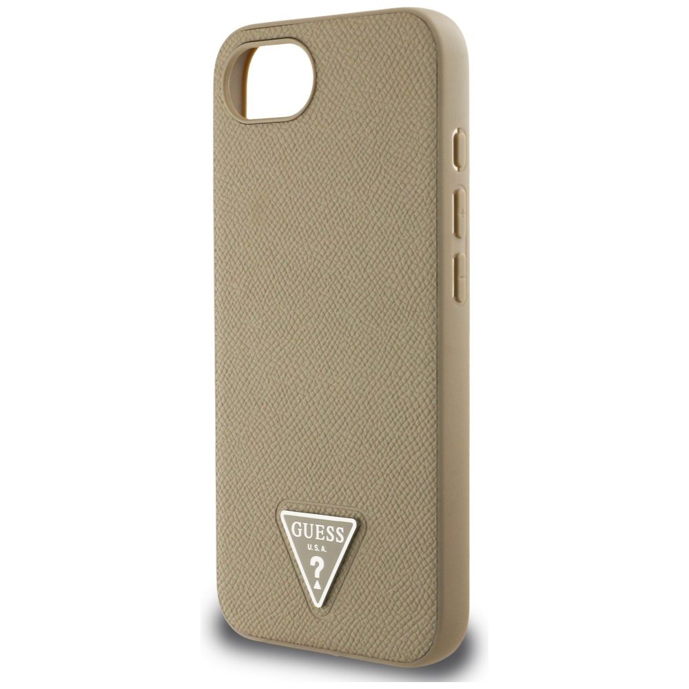 444992_oryg Guess HC MagSafe Grained PU Triangle Logo case for iPhone 16e Brown