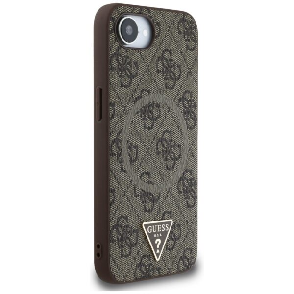 Guess HC MagSafe PU 4G Ring Triangle Logo case for iPhone 16e Brown