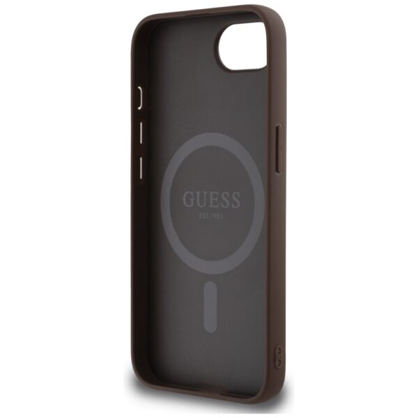 Guess HC MagSafe PU 4G Ring Triangle Logo case for iPhone 16e Brown