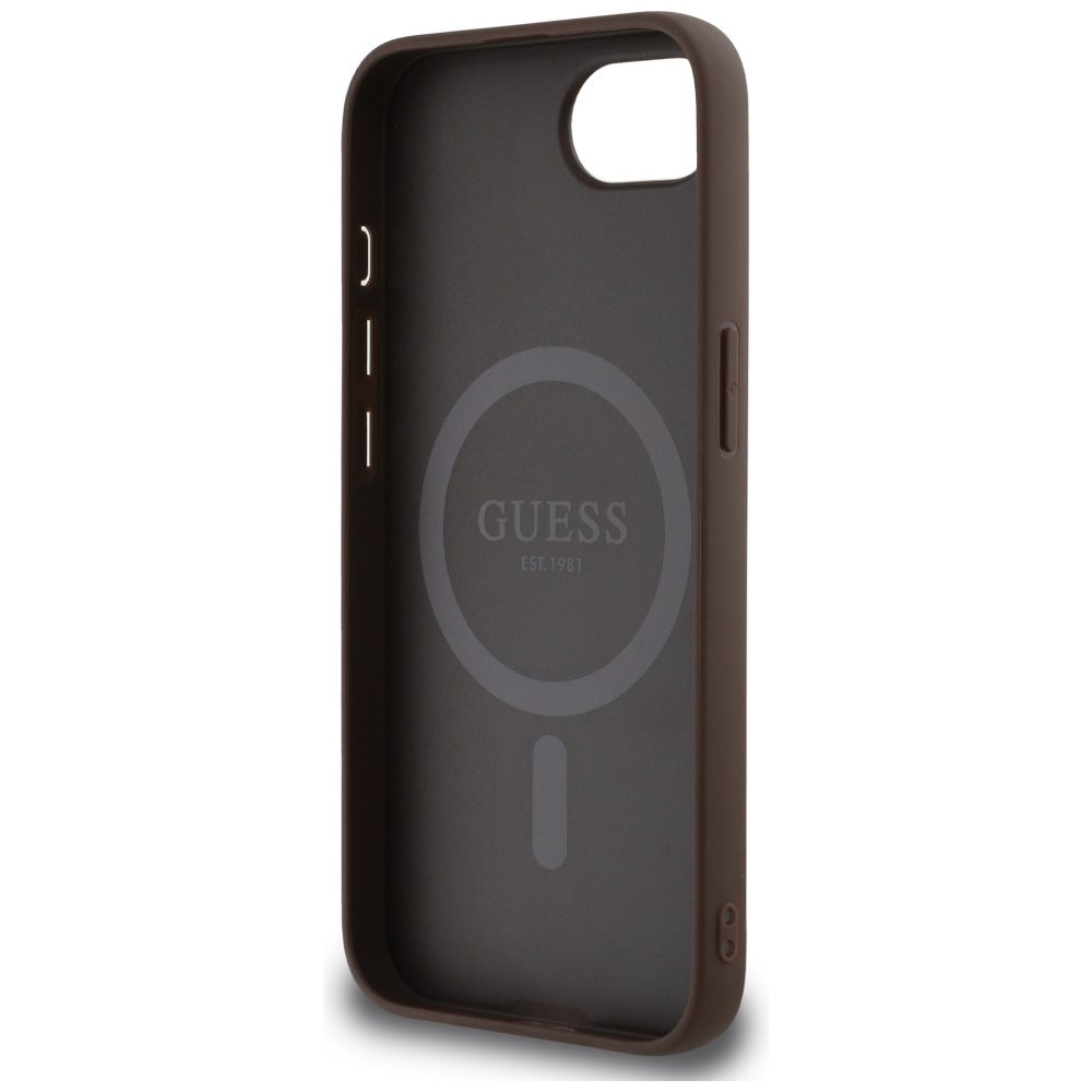 445001_oryg Guess HC MagSafe PU 4G Ring Triangle Logo case for iPhone 16e Brown