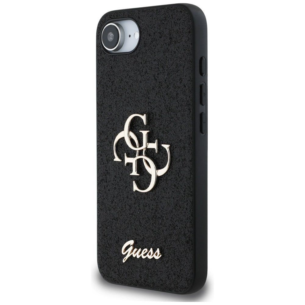 445004_oryg Guess HC Fixed Glitter Big 4G Case for iPhone 16e Black