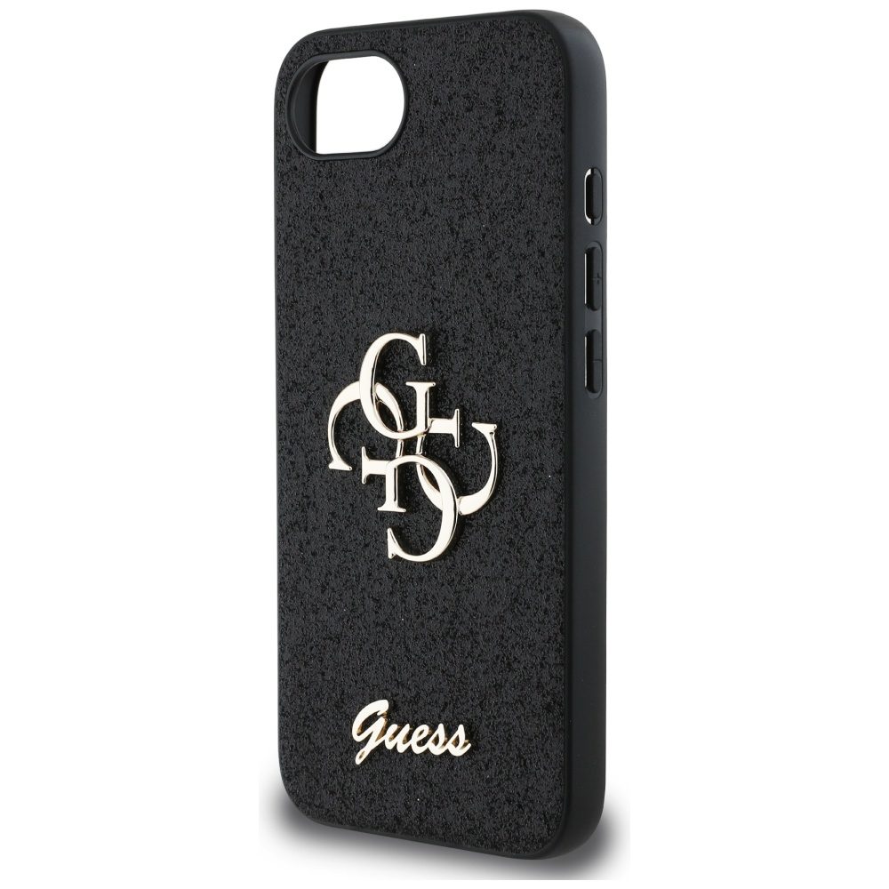 445008_oryg Guess HC Fixed Glitter Big 4G Case for iPhone 16e Black