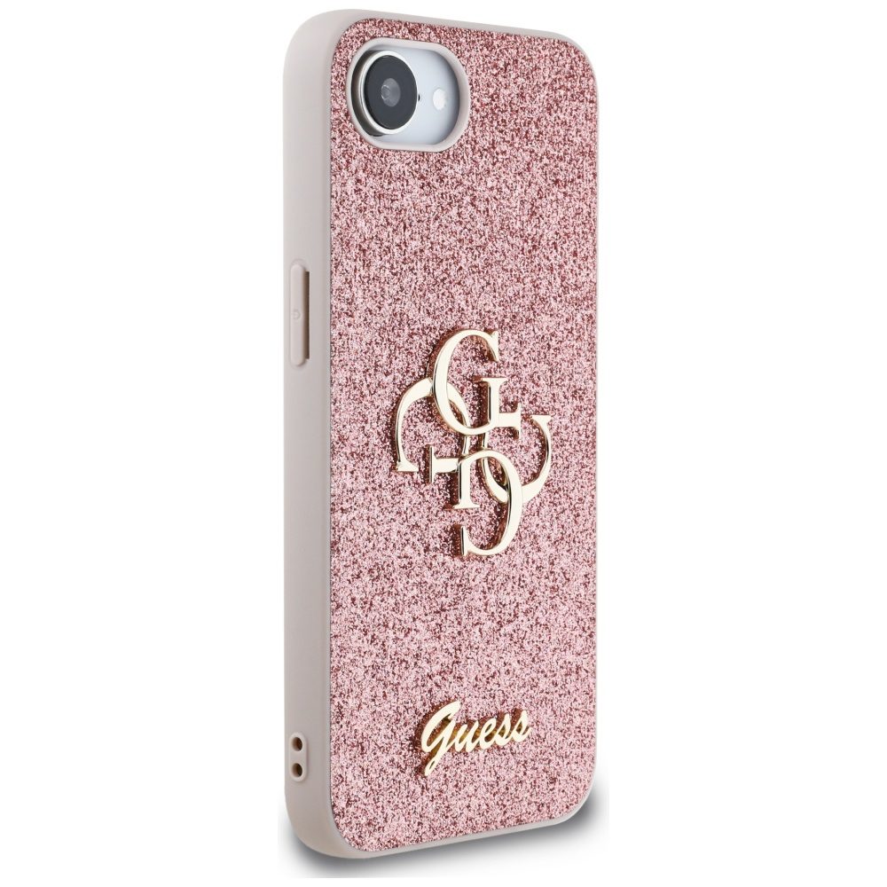 445014_oryg Guess HC Fixed Glitter Big 4G Case for iPhone 16e Pink