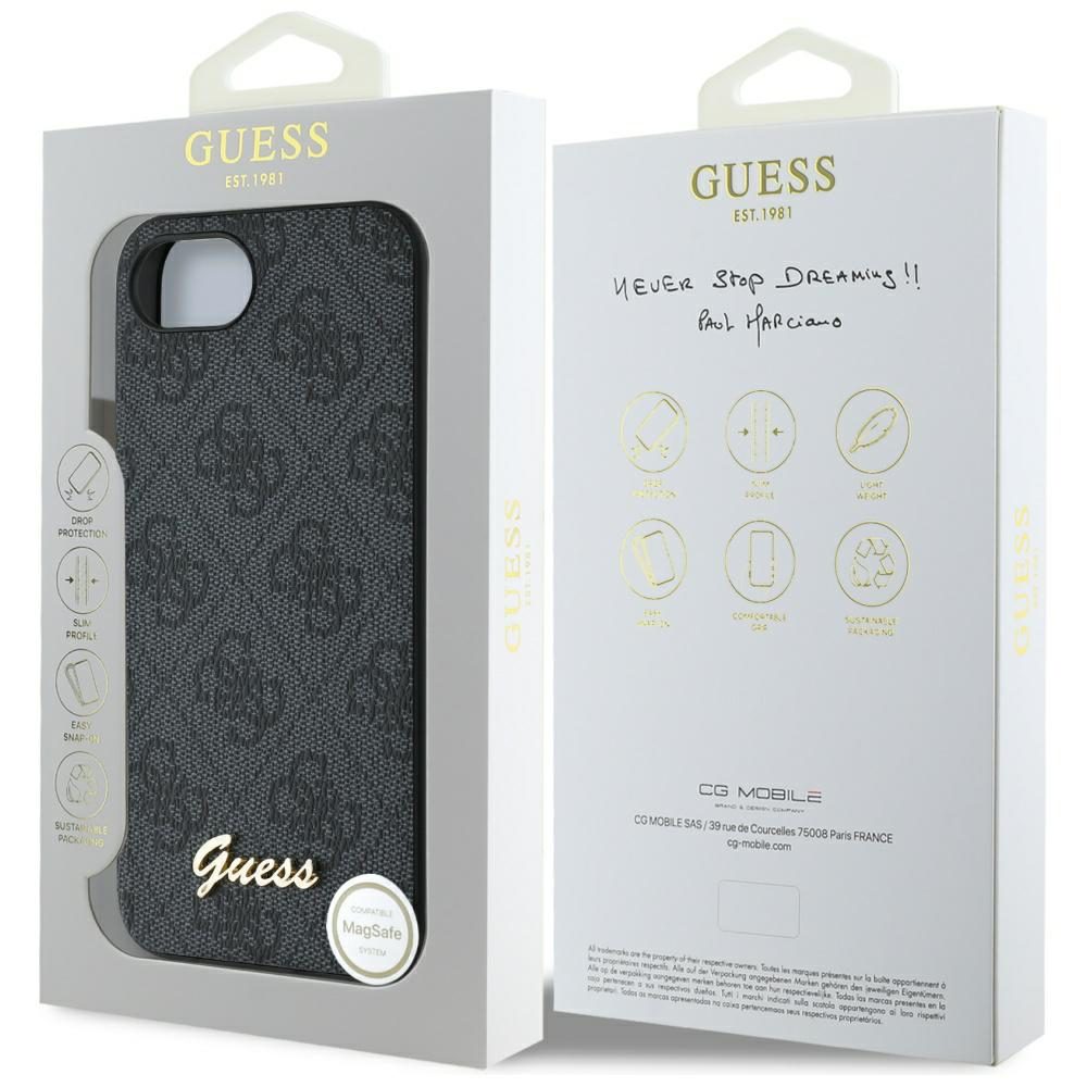 445026_oryg Guess HC MagSafe 4G PU Script Logo Case for iPhone 16e Black