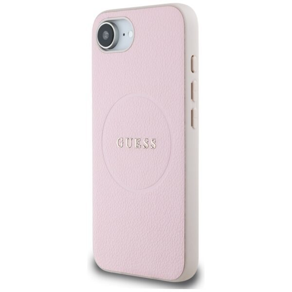 445044_oryg Guess HC MagSafe PU Grained Gold Ring case for iPhone 16e Pink