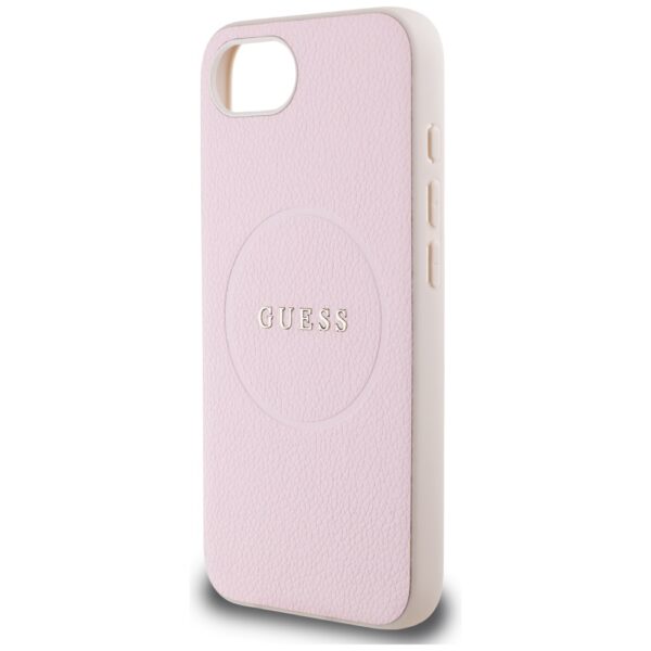 445048_oryg Guess HC MagSafe PU Grained Gold Ring case for iPhone 16e Pink