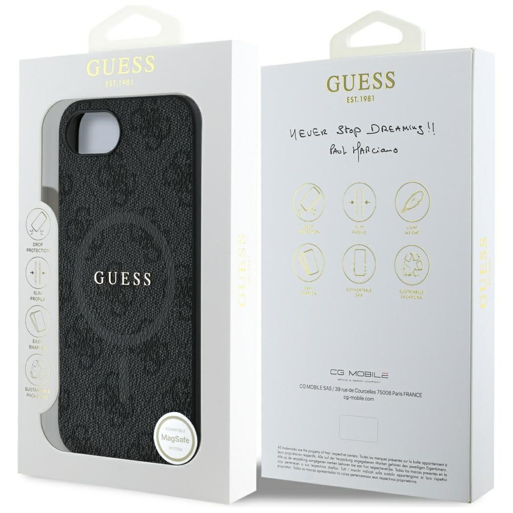 445058_oryg Guess HC MagSafe PU 4G Ring Classic Logo case for iPhone 16e Black