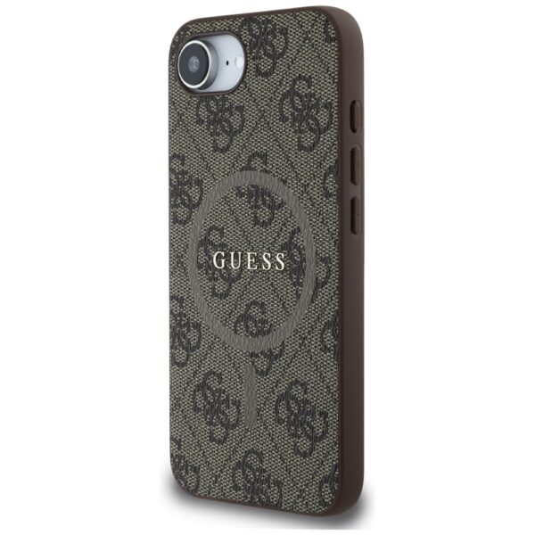 Guess HC MagSafe PU 4G Ring Classic Logo case for iPhone 16e Brown