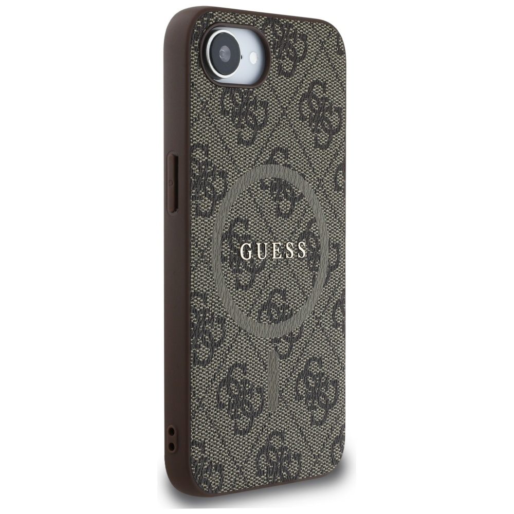 445062_oryg Guess HC MagSafe PU 4G Ring Classic Logo case for iPhone 16e Brown
