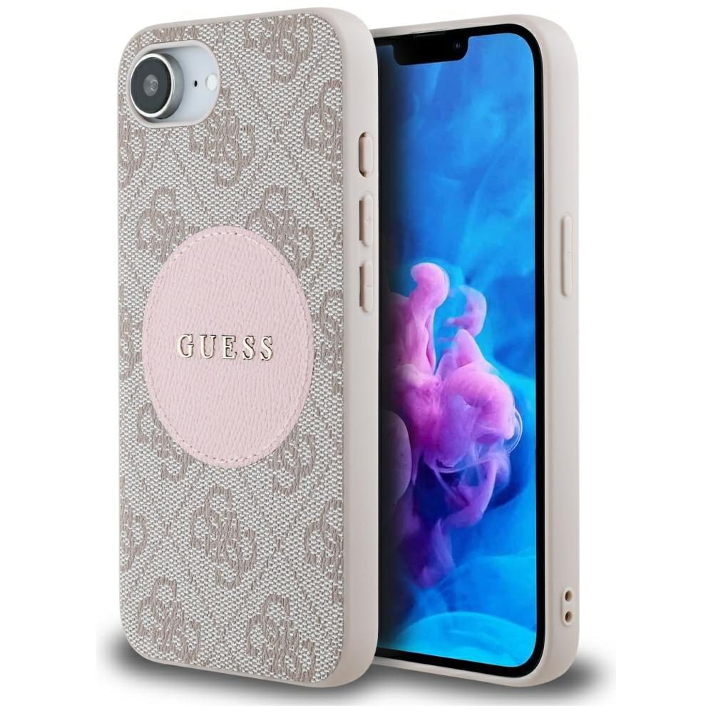 445141_oryg Guess HC MagSafe PU 4G Circle with Classic Logo case for iPhone 16e Pink