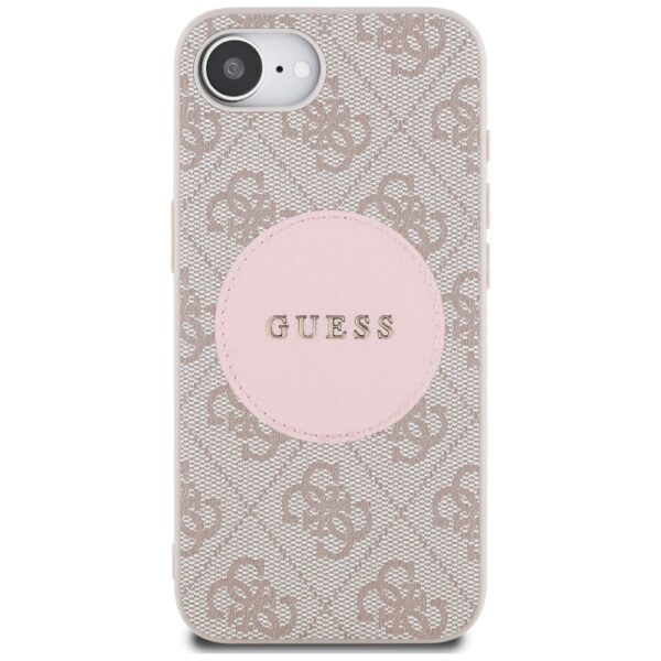 Guess HC MagSafe PU 4G Circle with Classic Logo case for iPhone 16e Pink