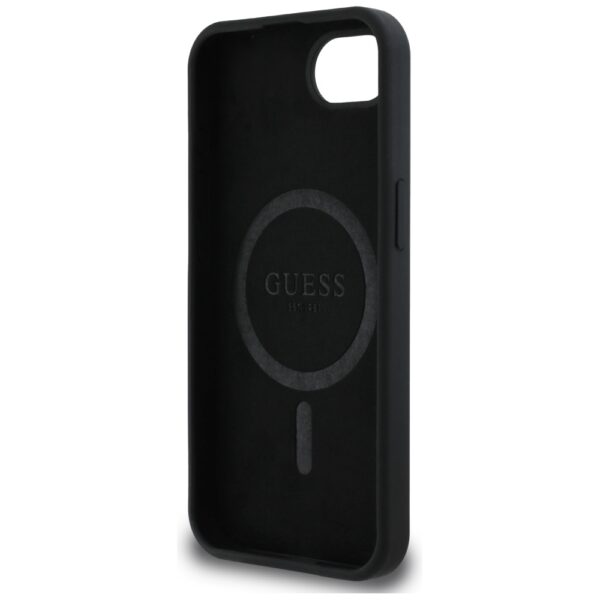 Guess HC Silicone Script Metal Logo Case for iPhone 16e Black
