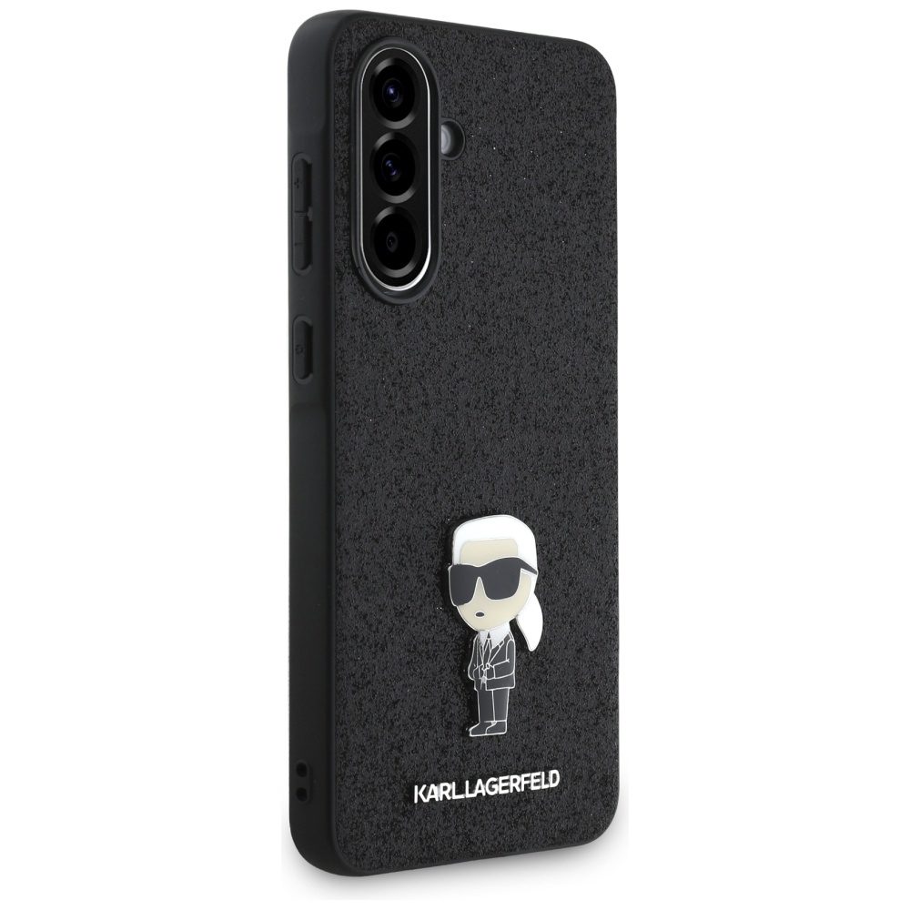 Karl Lagerfeld HC Ikonik Fixed Glitter Ikonik Logo Metal Pin case for Samsung Galaxy A36 Black