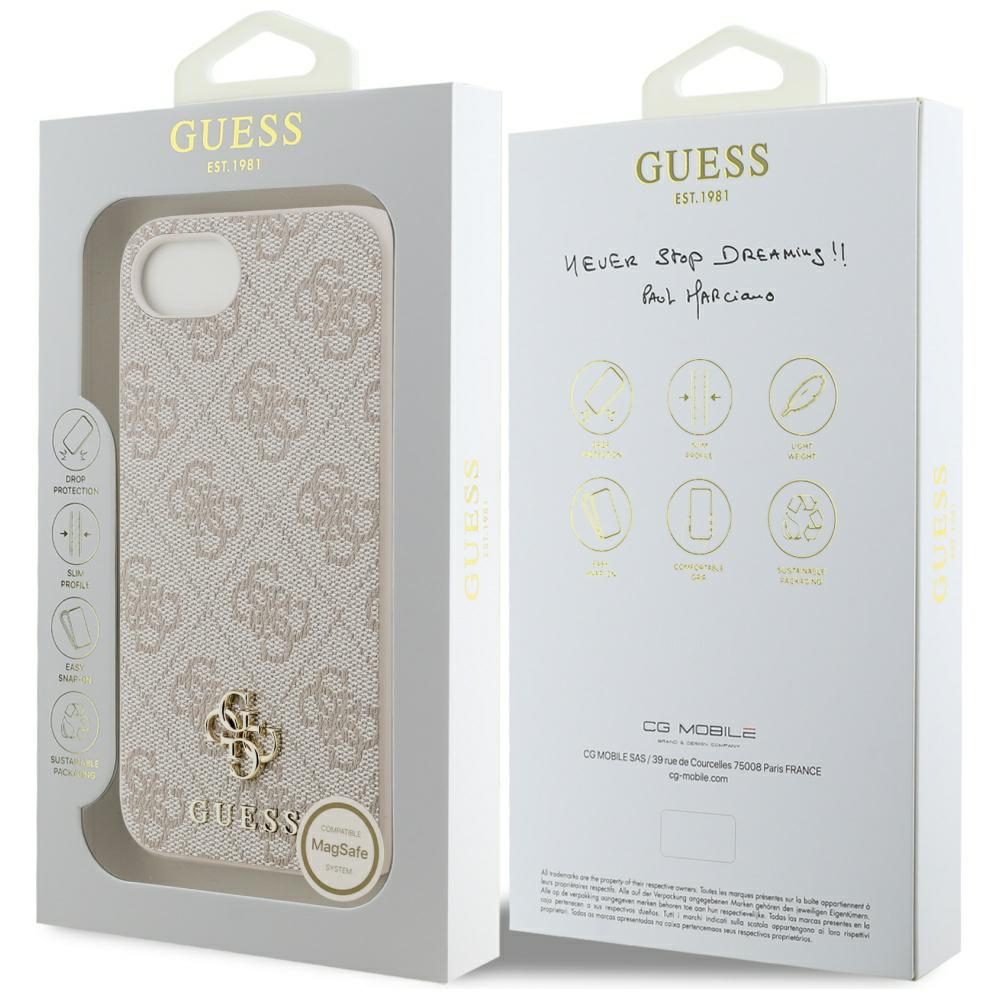 445269_oryg Guess HC MagSafe PU 4G Small 4G and Classic case for iPhone 16e Pink