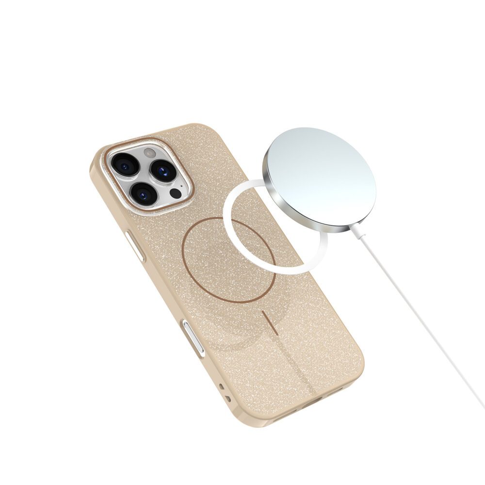 445366_oryg Glitter Thin Mag case for iPhone 16e brown