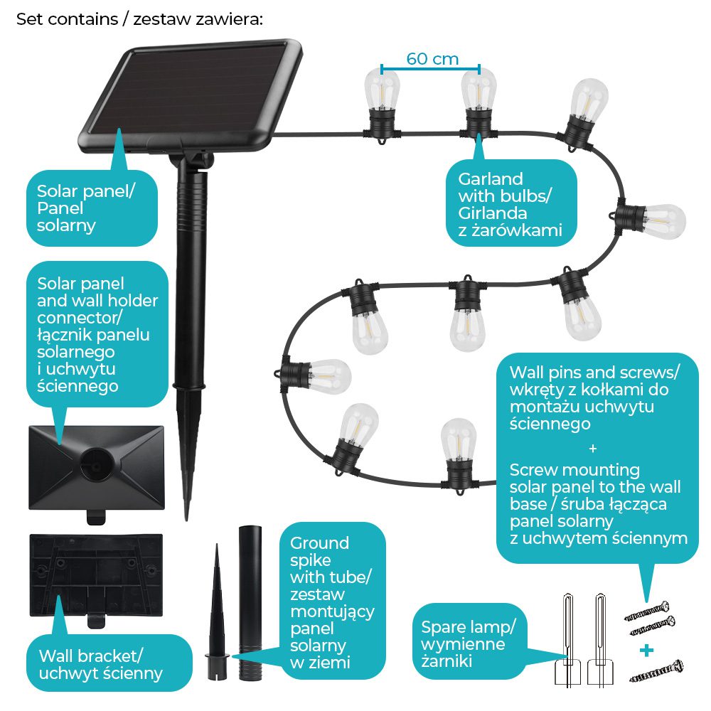 446595_oryg Forever Light LED Solar Garland SUNARI FLS-60 7,5m 10 bulbs IP44