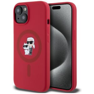 Karl Lagerfeld HC MagSafe Silicone KC Body Ring case for iPhone 15 Red