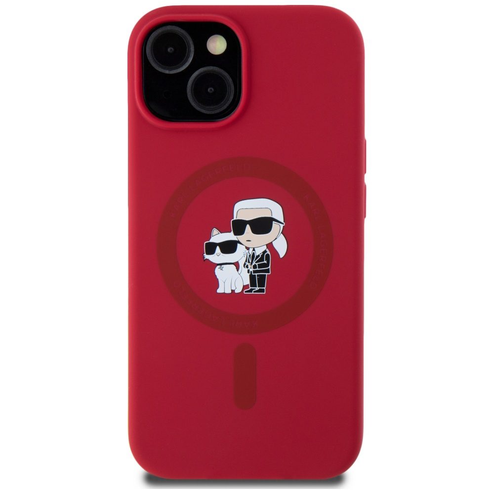 Karl Lagerfeld HC MagSafe Silicone KC Body Ring case for iPhone 15 Red