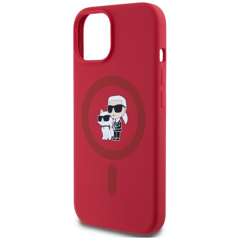 Karl Lagerfeld HC MagSafe Silicone KC Body Ring case for iPhone 15 Red