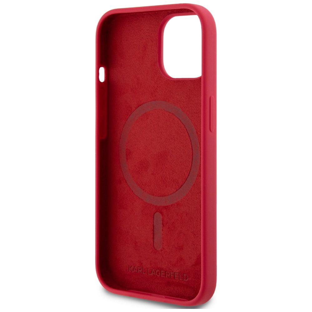 Karl Lagerfeld HC MagSafe Silicone KC Body Ring case for iPhone 15 Red