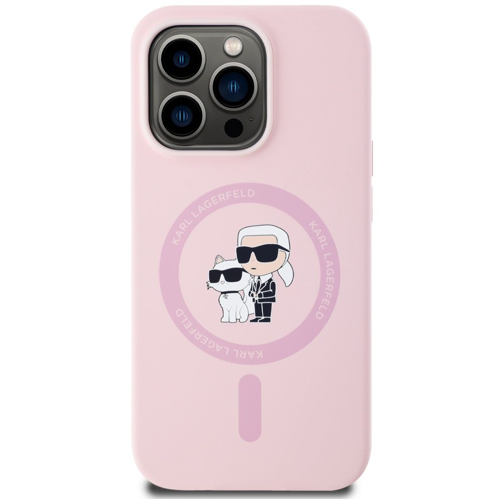 Karl Lagerfeld HC MagSafe Silicone KC Body Ring case for iPhone 14 Pro Pink