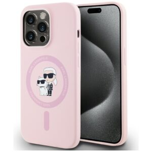 Karl Lagerfeld HC MagSafe Silicone KC Body Ring case for iPhone 14 Pro Max Pink