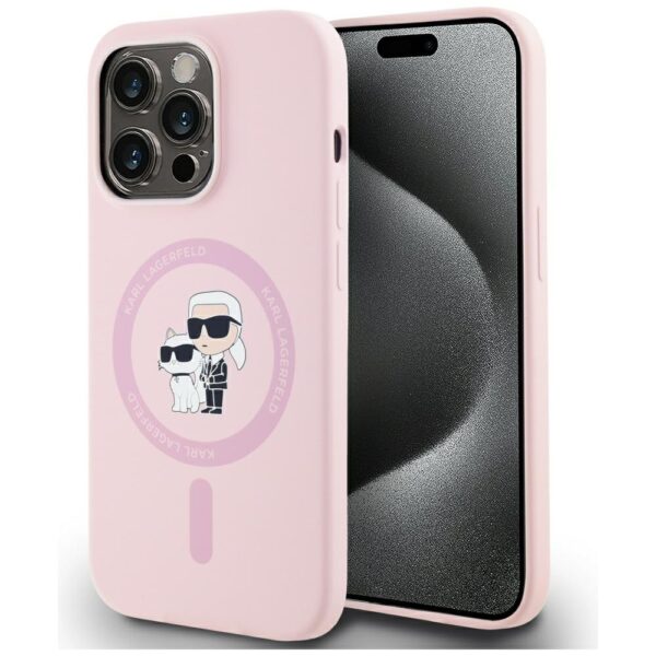 Karl Lagerfeld HC MagSafe Silicone KC Body Ring case for iPhone 14 Pro Max Pink