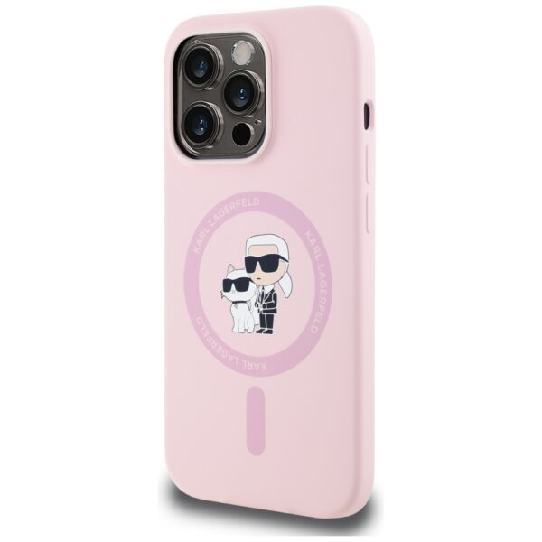 Karl Lagerfeld HC MagSafe Silicone KC Body Ring case for iPhone 14 Pro Max Pink