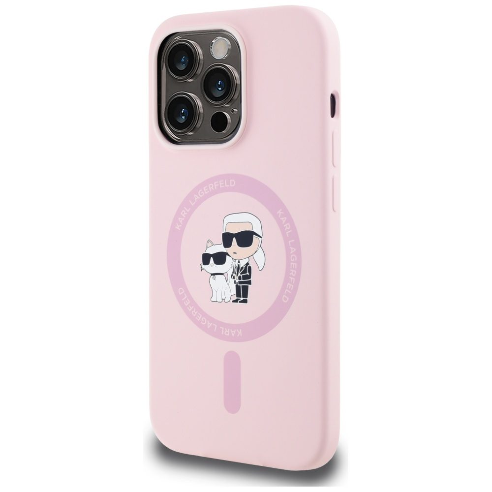 Karl Lagerfeld HC MagSafe Silicone KC Body Ring case for iPhone 14 Pro Max Pink