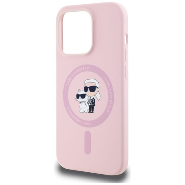 Karl Lagerfeld HC MagSafe Silicone KC Body Ring case for iPhone 14 Pro Max Pink