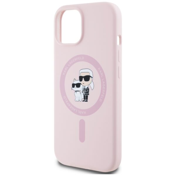 Karl Lagerfeld HC MagSafe Silicone KC Body Ring case for iPhone 15 Plus Pink