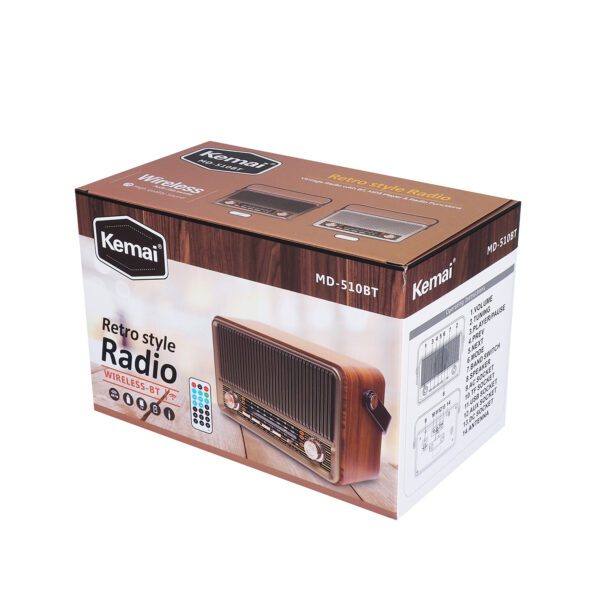 LTC portable retro radio RABA, remote, Bluetooth, FM, USB, SD, AUX, brown