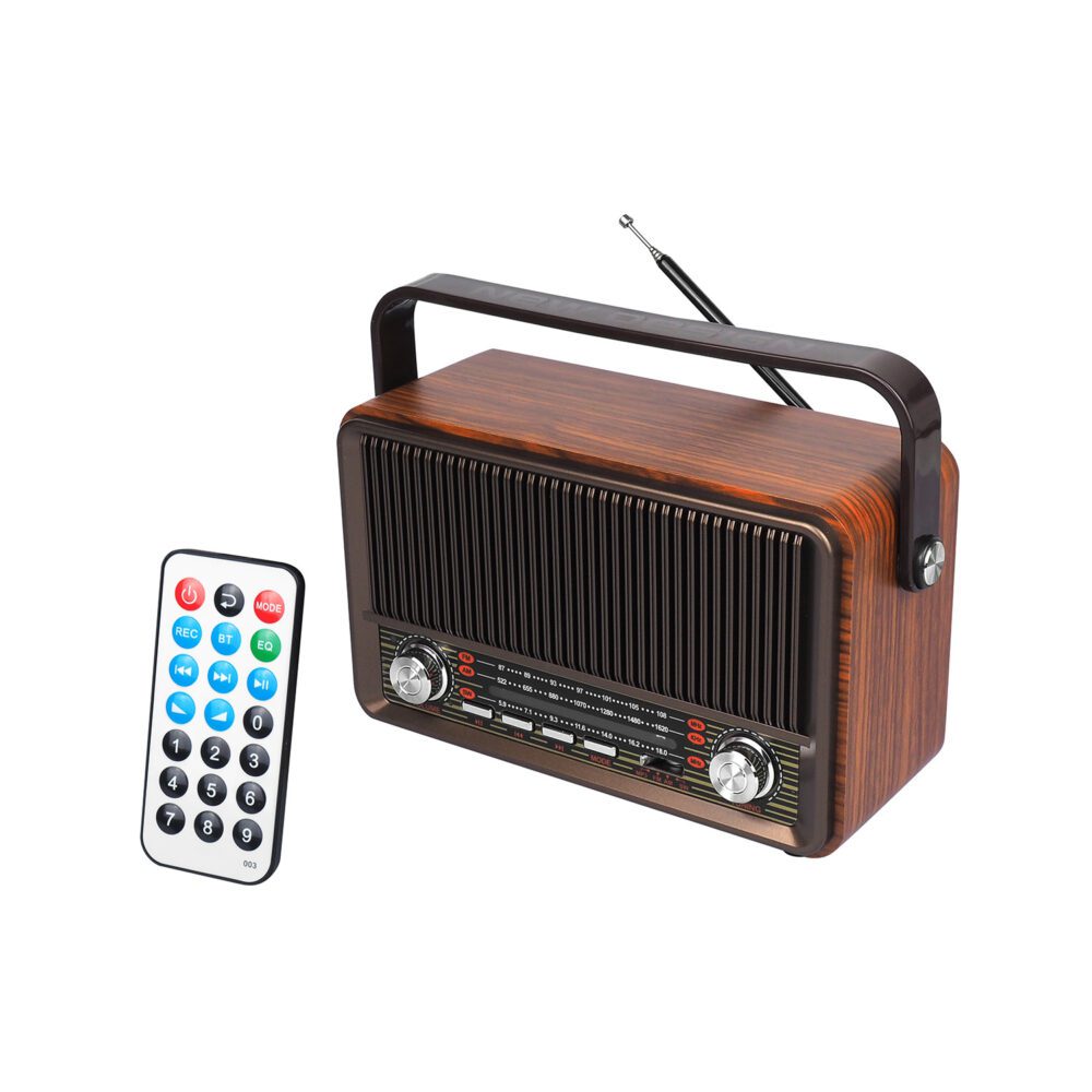 LTC portable retro radio RABA, remote, Bluetooth, FM, USB, SD, AUX, brown