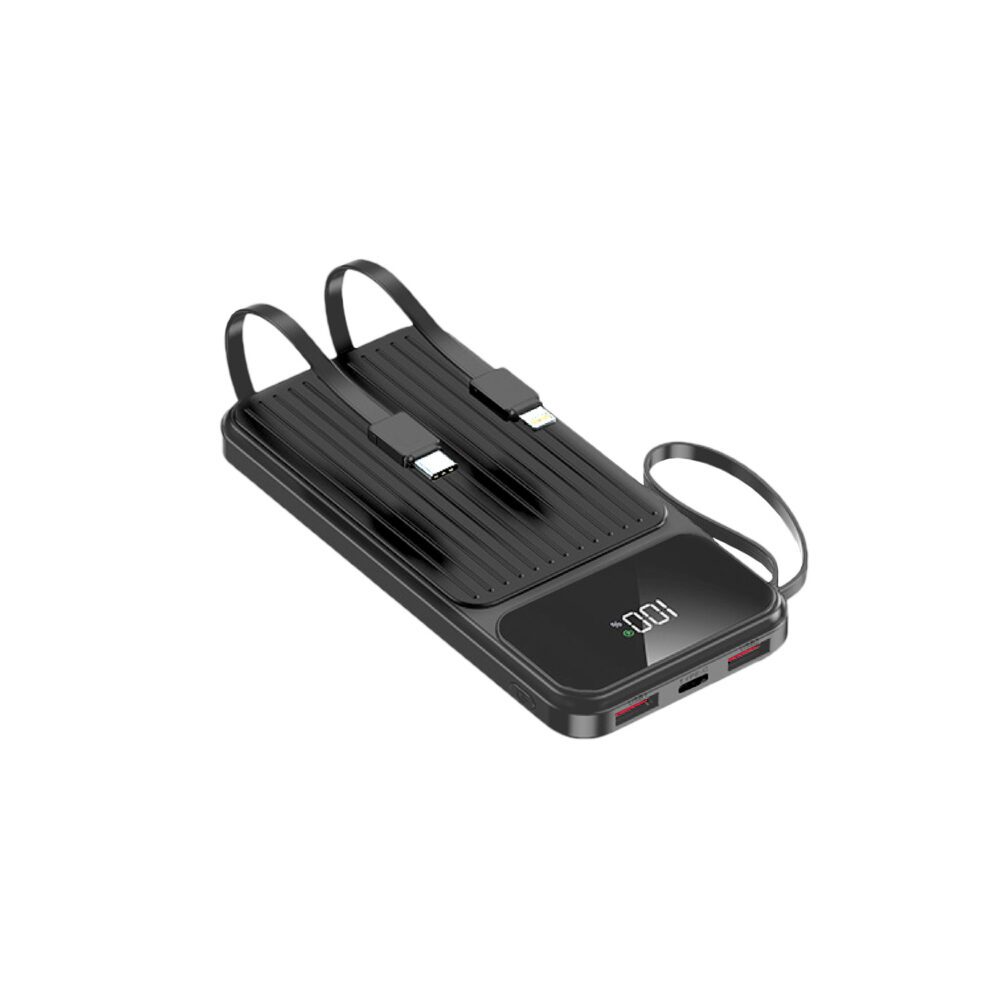 Maxlife power bank with built-in cables MXPB-06 PD QC 22,5W 10000 mAh black