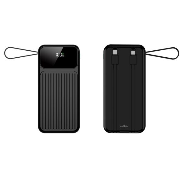 Maxlife power bank with built-in cables MXPB-06 PD QC 22,5W 10000 mAh black