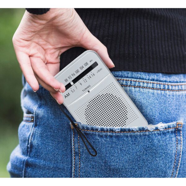 LTC portable pocket radio LEGA, AM/FM, mini jack, silver